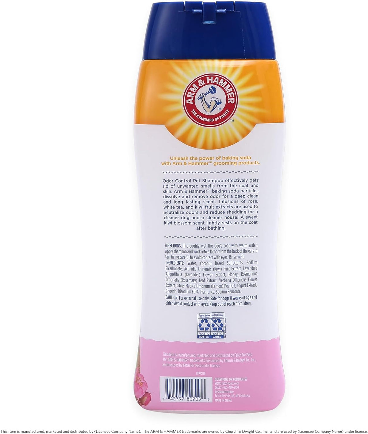 Arm & Hammer Deodorizing Dog Shampoo with Baking Soda for Odor Control, Tearless Moisturizing Formula for Sensitive Skin, Fresh Kiwi Blossom Scent, Safe for Dogs and Puppies, 20 Fl Oz