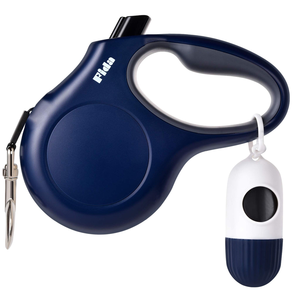 Fida Retractable Dog Leash for Small Breed up to 26 lbs, 16 ft Pet Walking Leash with Dispenser and Poop Bags, Anti-Slip Handle, Reflective Strong Nylon Tape, One-Handed Brake (S, White & Pink)