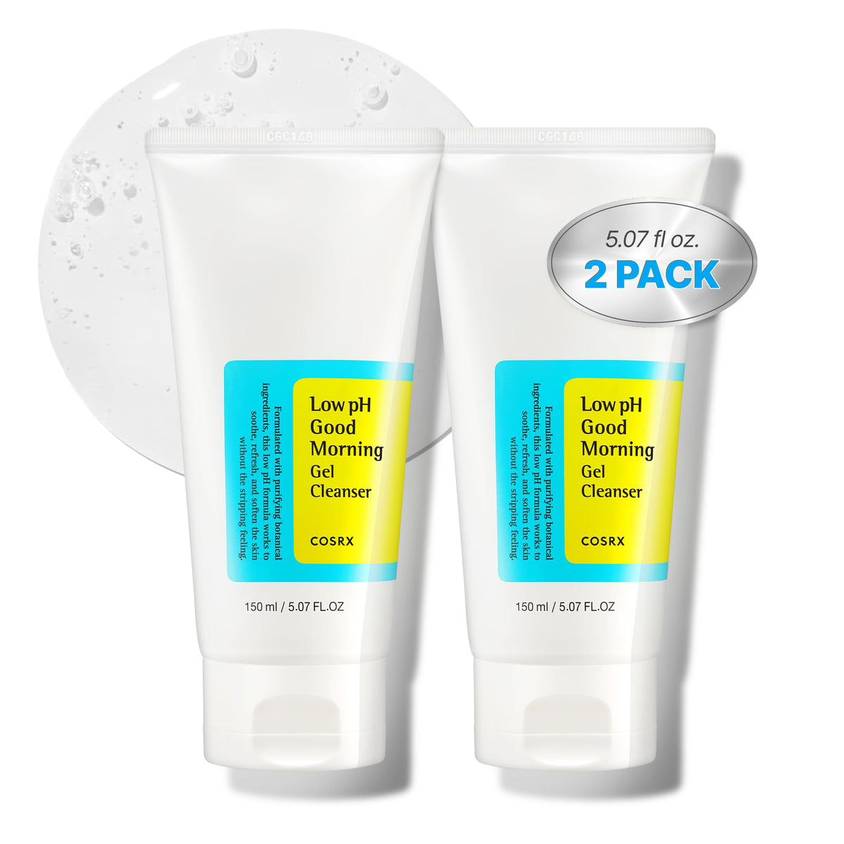COSRX Low pH Good Morning Gel Face Cleanser, 5.07 fl oz, BHA Face Wash, Daily Mild Face Cleanser for Sensitive Skin, PH Balancing, Korean Skin Care, Korean Face Wash
