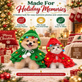 Dog Christmas Outfit Clothes, Holiday Tree Costume Cape for Small Pets，Green+Red