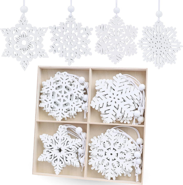 16 Pieces White Snowflakes Ornaments Christmas Tree Decorations