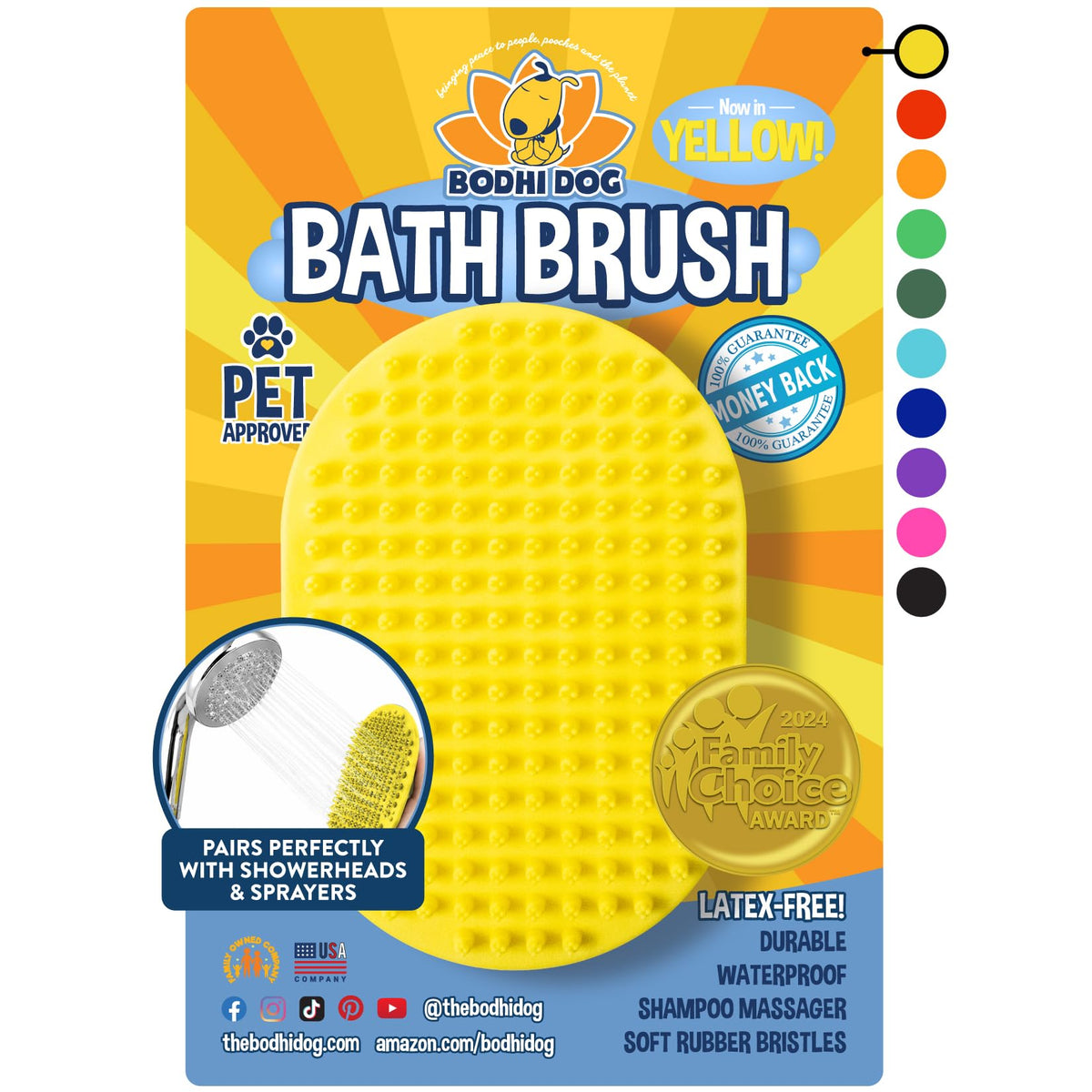 Bodhi Dog Shampoo Brush - Pet Grooming & Bath Supplies for Dogs and Cats - Bath Brush for Long & Short Hair - Premium Scrubber for Shower, Showerhead, Sprayer & Bathing (One Pack, Blue)