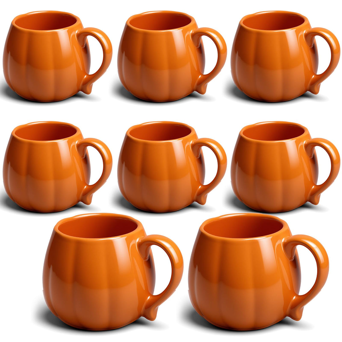 1 Pcs 14 oz Pumpkin Mug Ceramic Coffee Mug Fall Halloween Thanksgiving Autumn Pumpkin Shape Cup with Handle for Halloween Party Decoration