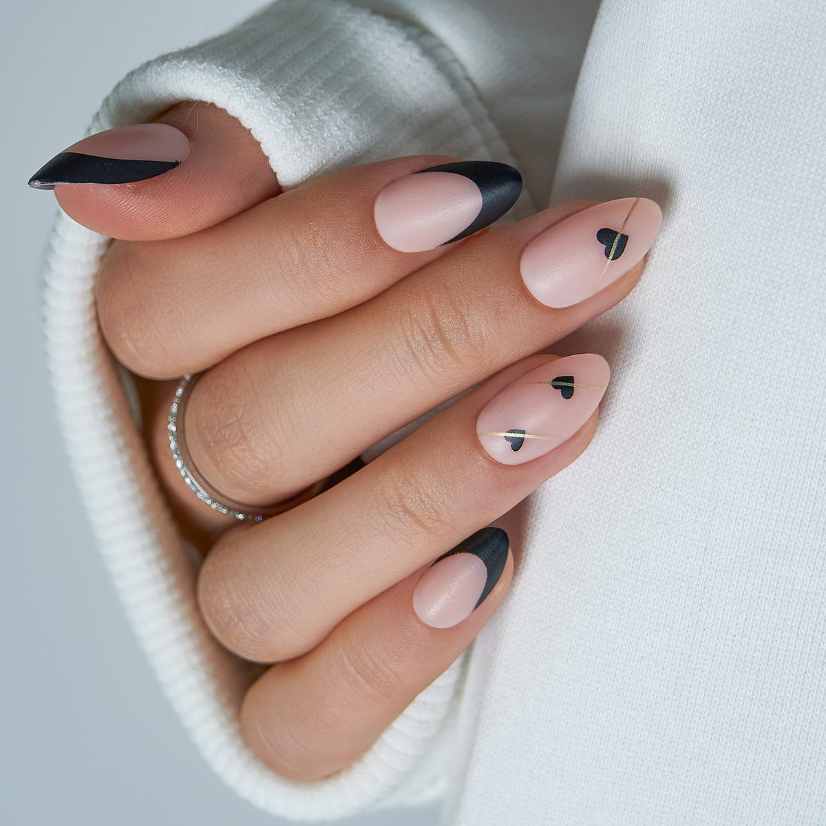 CurvLife Milky White Square Press on Nails Short, Soft Gel Fake Nails with Clean Nude Apricot Design Full Cover False Nails Glossy Nude Glue on Nails Artificial Stick on Nails for Women
