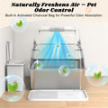 Stainless Steel Litter Box with Lid | Extra Large Enclosed Cat Litter Box for Big Cats | High Sided Metal Litter Boxes | 100% Anti-Urine Leakage | Odor Control | Non-Stick with Litter Scoop Set & Mat