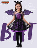 Spooktacular Creations Halloween Girl Purple Bat Tutu Costume, Toddler Bat Vampire Outfit for Kids Halloween Dress Up Party
