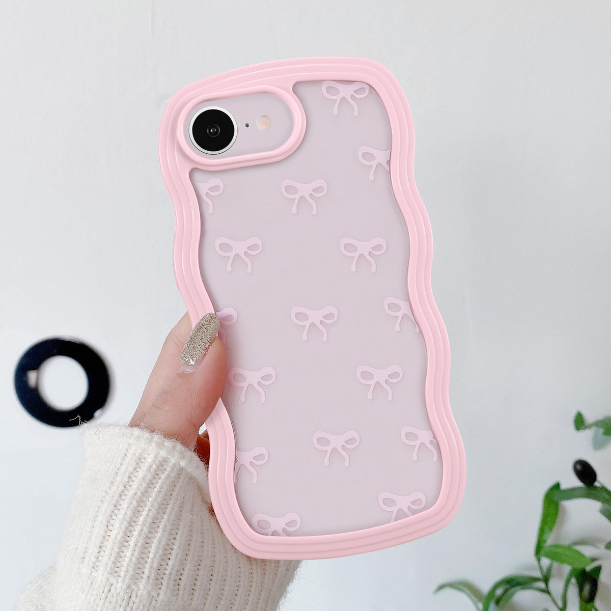QLTYPRI Bow Case for iPhone 13/iPhone 14 Wavy Fame, Pink