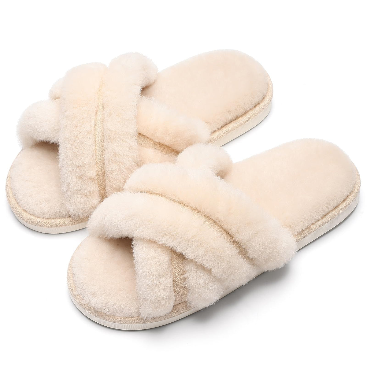 Evshine Memory Foam Fuzzy House Slippers for Women