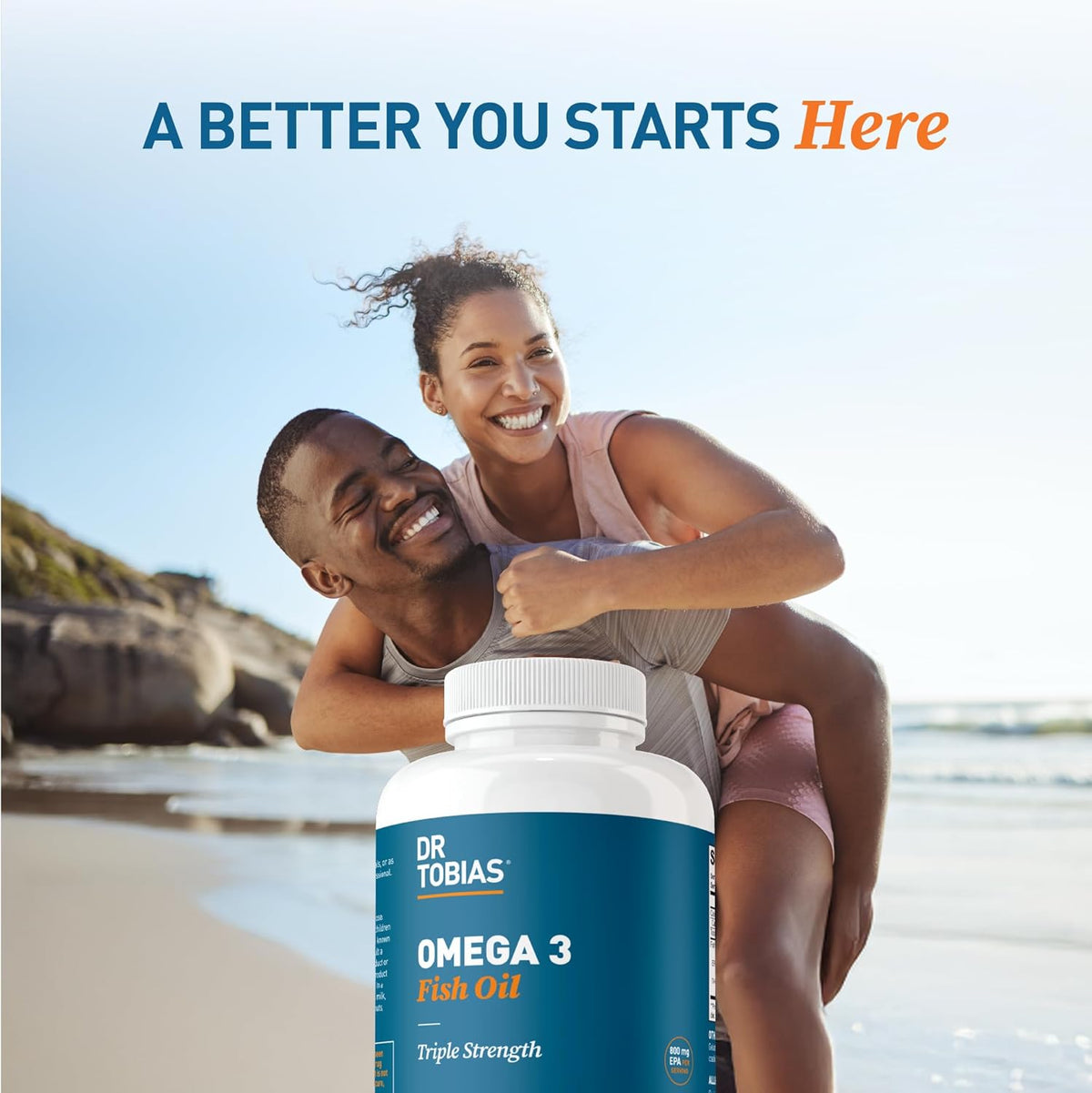 Dr. Tobias Omega 3 Fish Oil 2000mg Triple Strength with 800mg EPA 600mg DHA Per Serving | Fish Oil Omega 3 Supplements for Heart Brain & Immune Support - 90 Softgels (45 Servings)