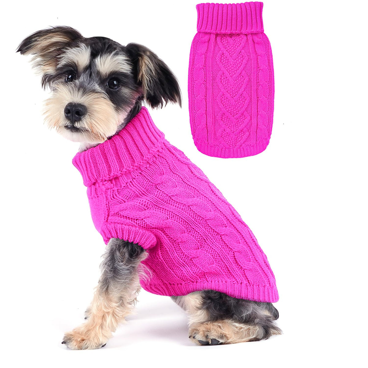 Dog Sweaters for Small Dogs Small Dog Clothes for Winter Solid Knitted Puppy Clothes Warm Turtleneck Doggy Coat Pullover Pet Cat Sweater with Heart-Shape Design(Khaki, X-Small)