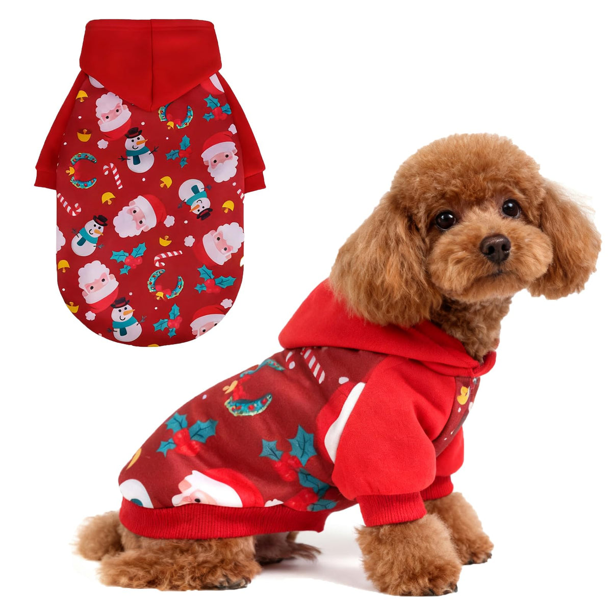 EXPAWLORER Fall Dog Hoodie,Soft Dog Sweater,Winter Autumn Fleece Sweatshirt with Pattern,Pet Clothes Outfits for Puppy,Cat, Small Medium Large Dogs