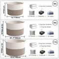 Large Woven Blanket Basket,65L Cotton Rope Laundry Basket Hamper with Handles, Decorative Nursery Basket Storage Bin for Toys, Clothes Organizer, Living Room, Bedroom, Bathroom, White & Brown
