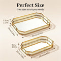 2 PCS Bar Cart Tray, Gold Mirror Tray with Handles for Home Decor