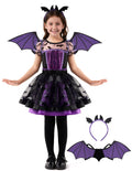 Spooktacular Creations Halloween Girl Purple Bat Tutu Costume, Toddler Bat Vampire Outfit for Kids Halloween Dress Up Party