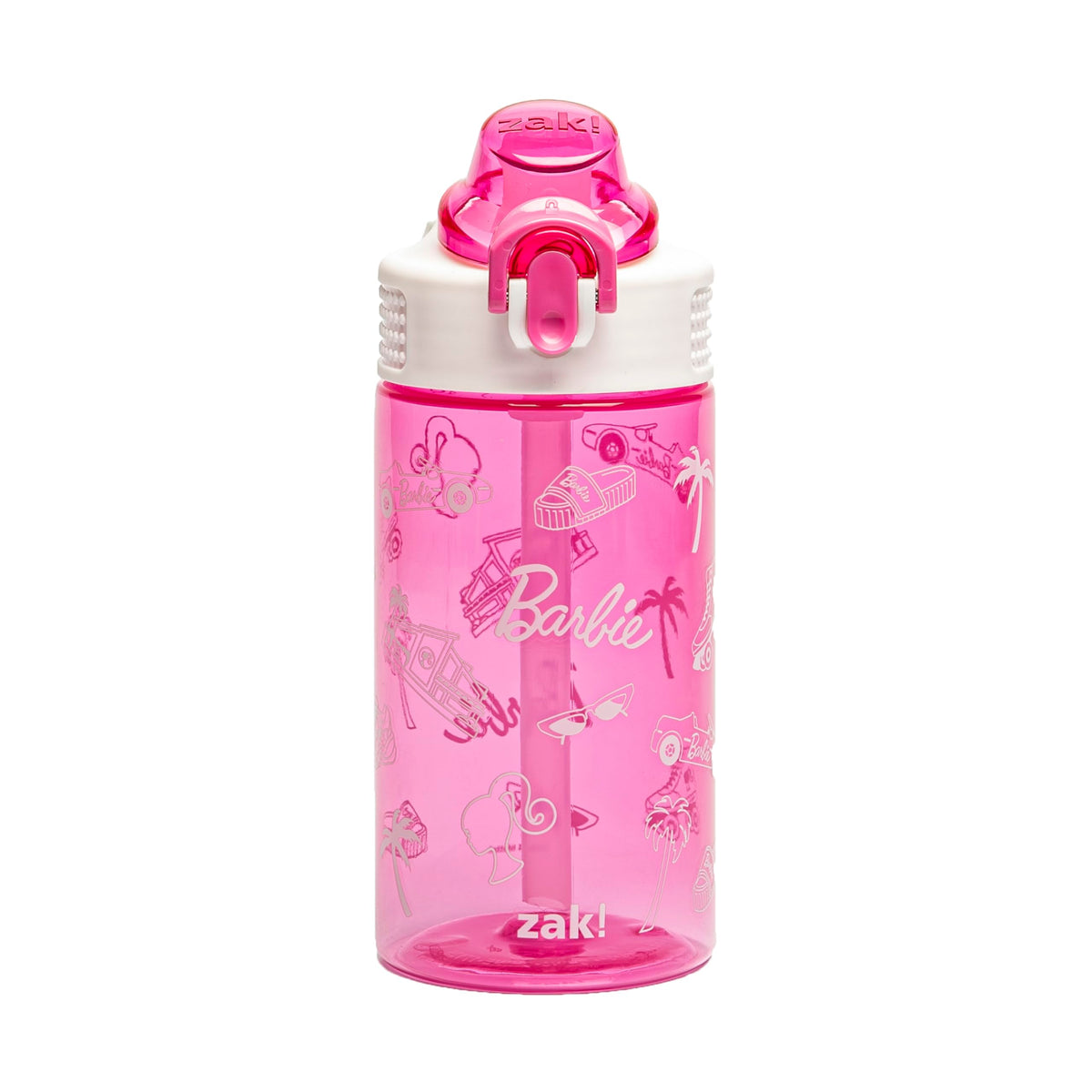 Zak Designs Sanrio Hello Kitty Sage 16oz Leak-Proof Straw Kids Water Bottle | BPA Free, Durable Plastic, Cupholder Friendly, Dishwasher Safe, Easy to Clean, Lid Lock, Handle, For School, Home, Travel