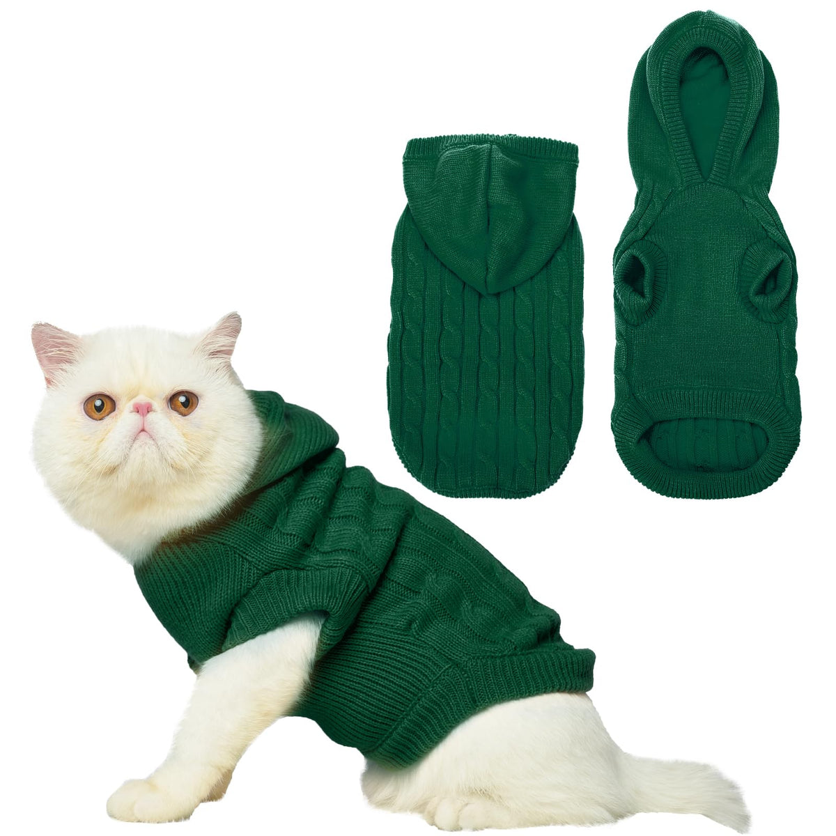 PUPTECK Winter Dog Cat Sweater Coat - Soft Cold Weather Clothes Knitwear for Kitties & Small Dogs Indoor Outdoor Walking Warm, Knitted Classic for Doggies Kitties Girls Boys, Pink M