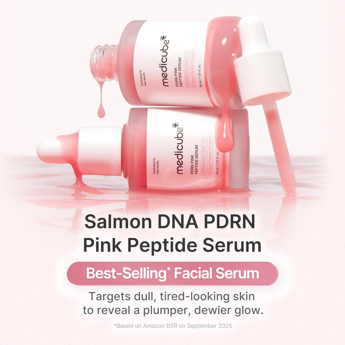 medicube PDRN Pink Peptide Serum with Salmon DNA | Pink Glow Serum - Peptides & Niacinamide for Hydration & Firm-Looking Skin, Uneven Tone Care, Korean Skincare, 1.01 fl. Oz