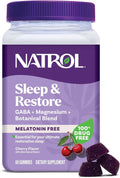 Natrol Sleep & Restore Magnesium Glycinate Blend Gummies, Cherry, 60 Count | Melatonin-Free, Nightitme Sleep-Aid for Adults, Calm Magnesium Glycinate with GABA, Botanical Blend, 100% Drug-Free