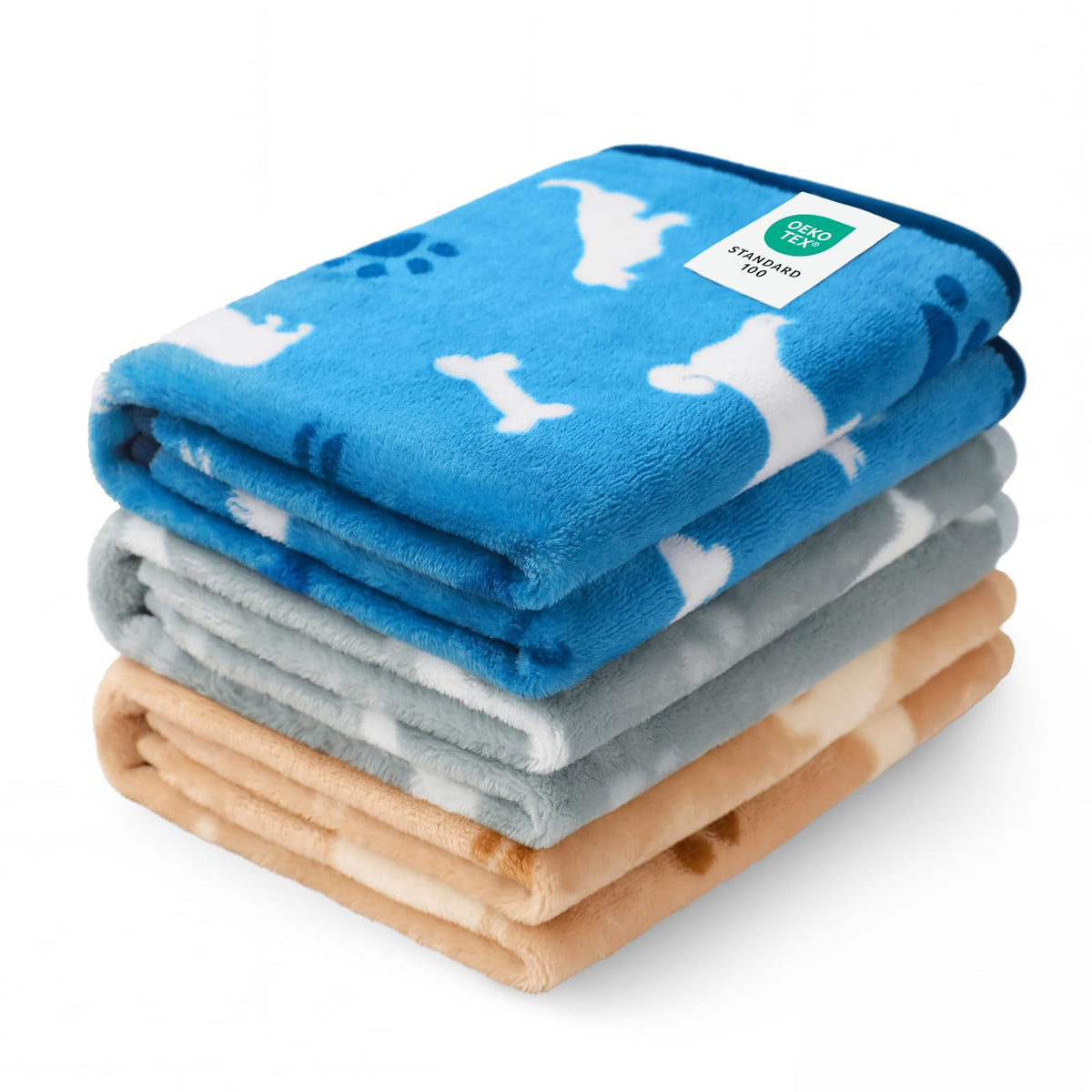 Luciphia 1 Pack 3 Blankets Super Soft Fluffy Premium Fleece Pet Blanket Flannel Throw for Dog Puppy Cat Paw Brown/Pink/White Small(23x16 inch)