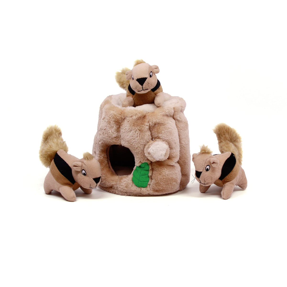 Outward Hound Hide-A-Squirrel Dog Toy – Interactive 2‑in‑1 Plush Puzzle with 6 Squeaky Removable Squirrels, X-Large