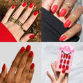 Olive & June Super Stick Press-On Nails, Lollipop Cherry Red, Short, Round | No glue needed; 32 non-toxic tab nails in 16 sizes, easy on-off, non-damaging, 7-day wear; salon-quality mani at home