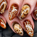Halloween Press on Nails Medium Almond MABKJLF Fake Nails Glow in The Dark Full Cover Nightmare Christmas False Nails Glossy Glue on Nails Artificial Acrylic Nails for Women Girls 24 Pcs