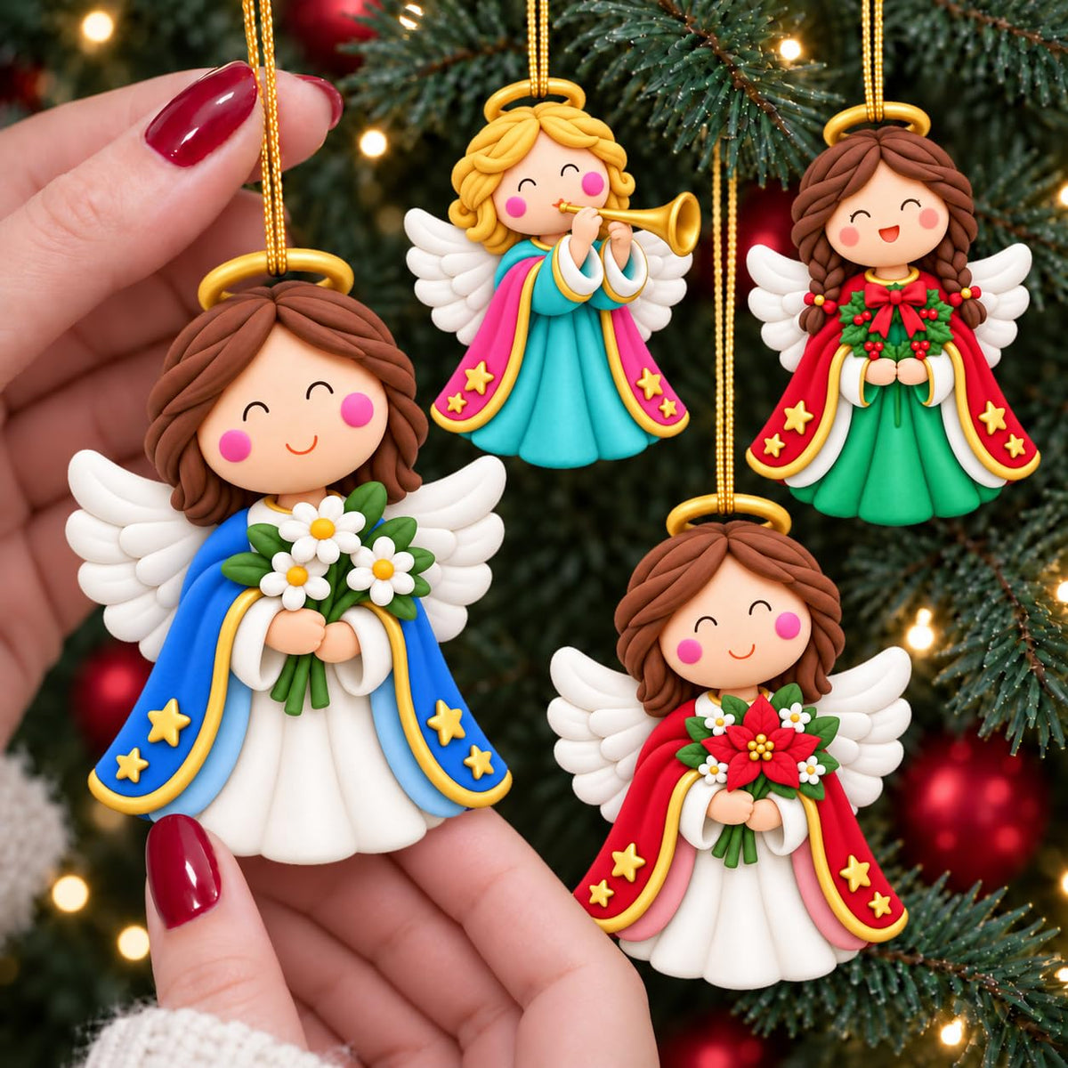 18Pcs Colorful Angel Christmas Ornaments