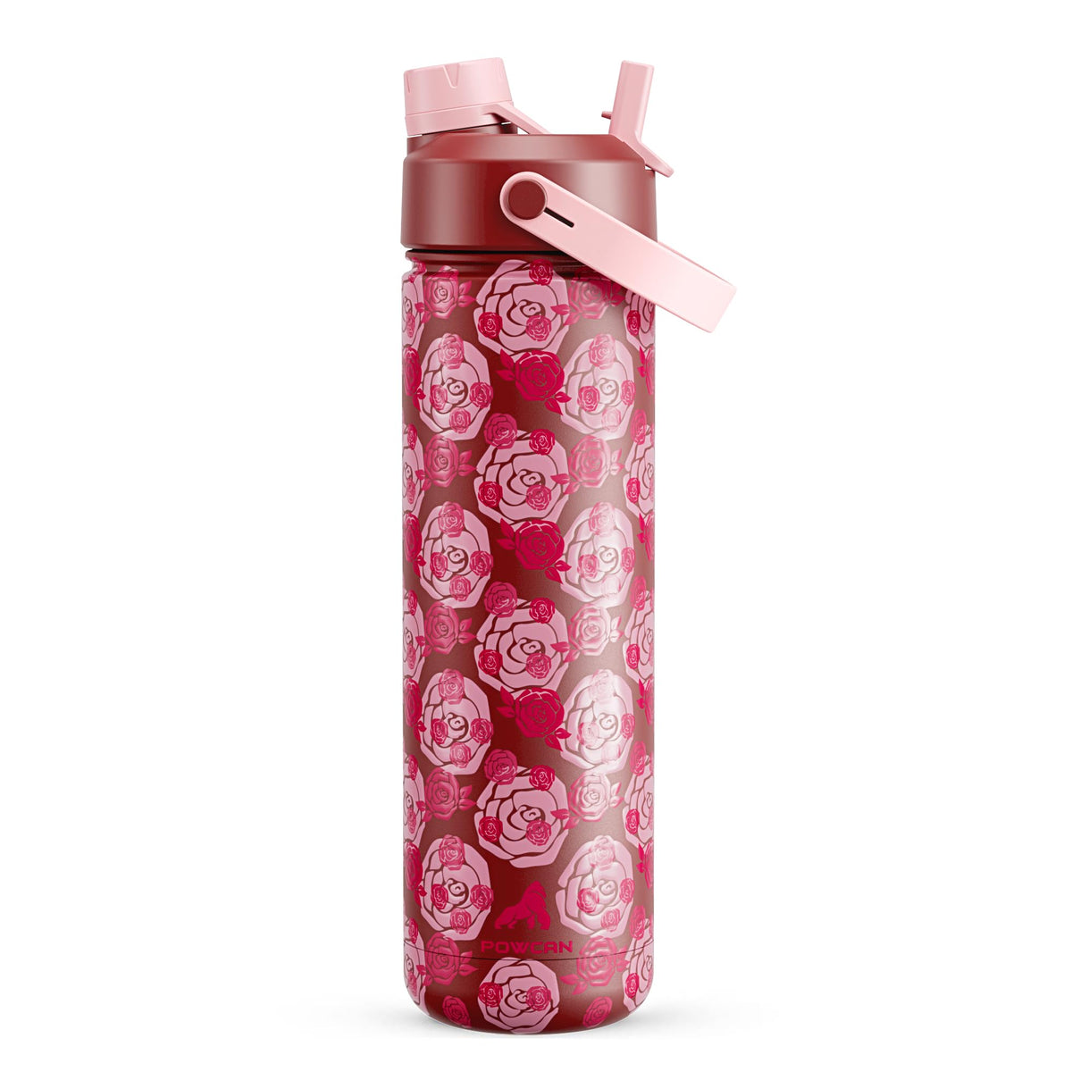 POWCAN 26 oz Insulated Water Bottle with 2-in-1 Straw and Spout Lid, Keep Cold 24H, Leak-Proof, Fits in Car Cup Holder, Stainless Steel Water Bottle for Sports, Travel, and School (Cotton Candy)