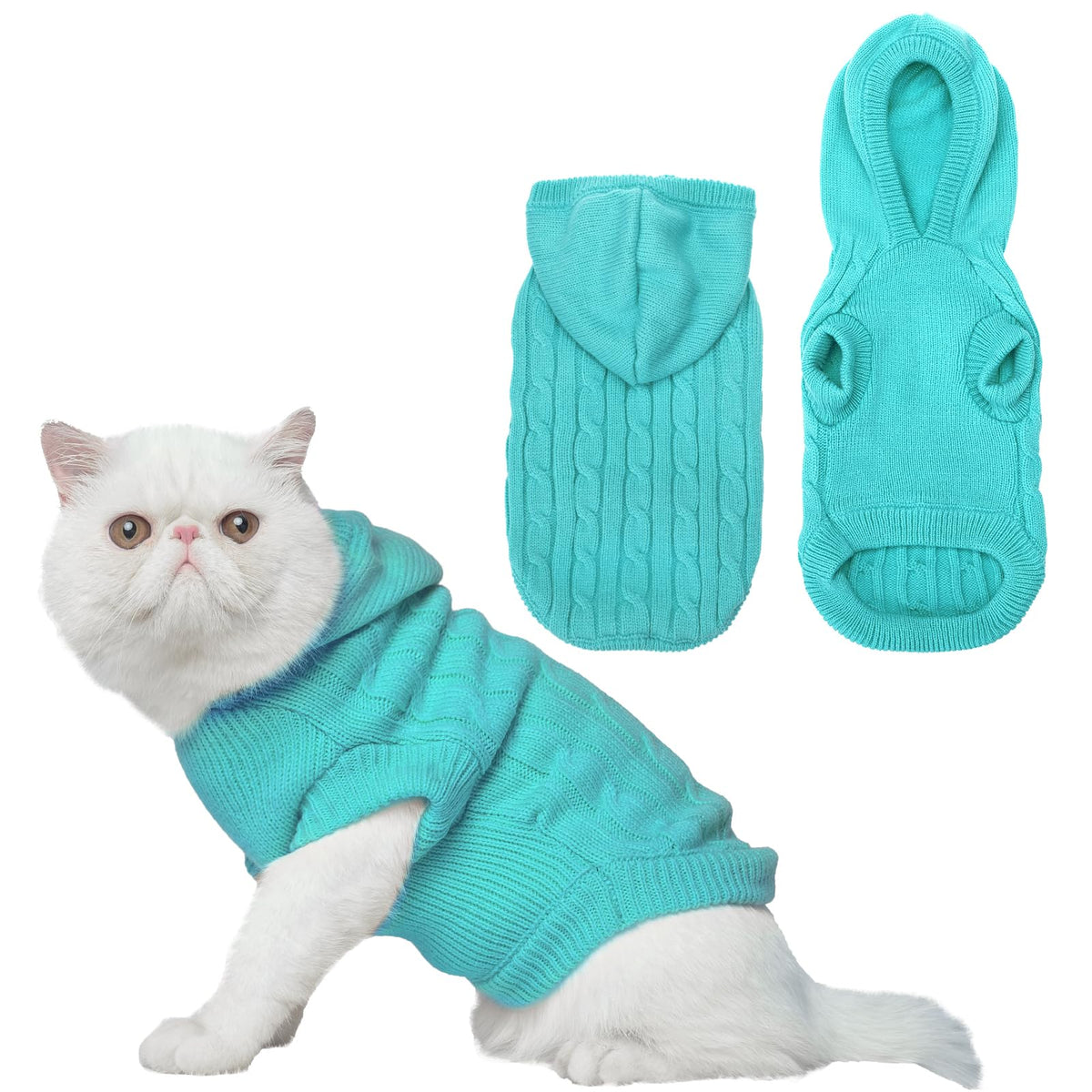 PUPTECK Winter Dog Cat Sweater Coat - Soft Cold Weather Clothes Knitwear for Kitties & Small Dogs Indoor Outdoor Walking Warm, Knitted Classic for Doggies Kitties Girls Boys, Pink M