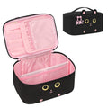 OCHEAL Makeup Bag, Portable Cosmetic Bag, Large Capacity Travel Makeup Case Organizer, Black For Women Toiletry Bag for Girls Traveling With Handle and Divider