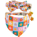 Faygarsle 2 Pack Blueberry Pattern Cat Collar Set with Bandana and Bow Tie, Light Blue, Breakaway Style with Bell