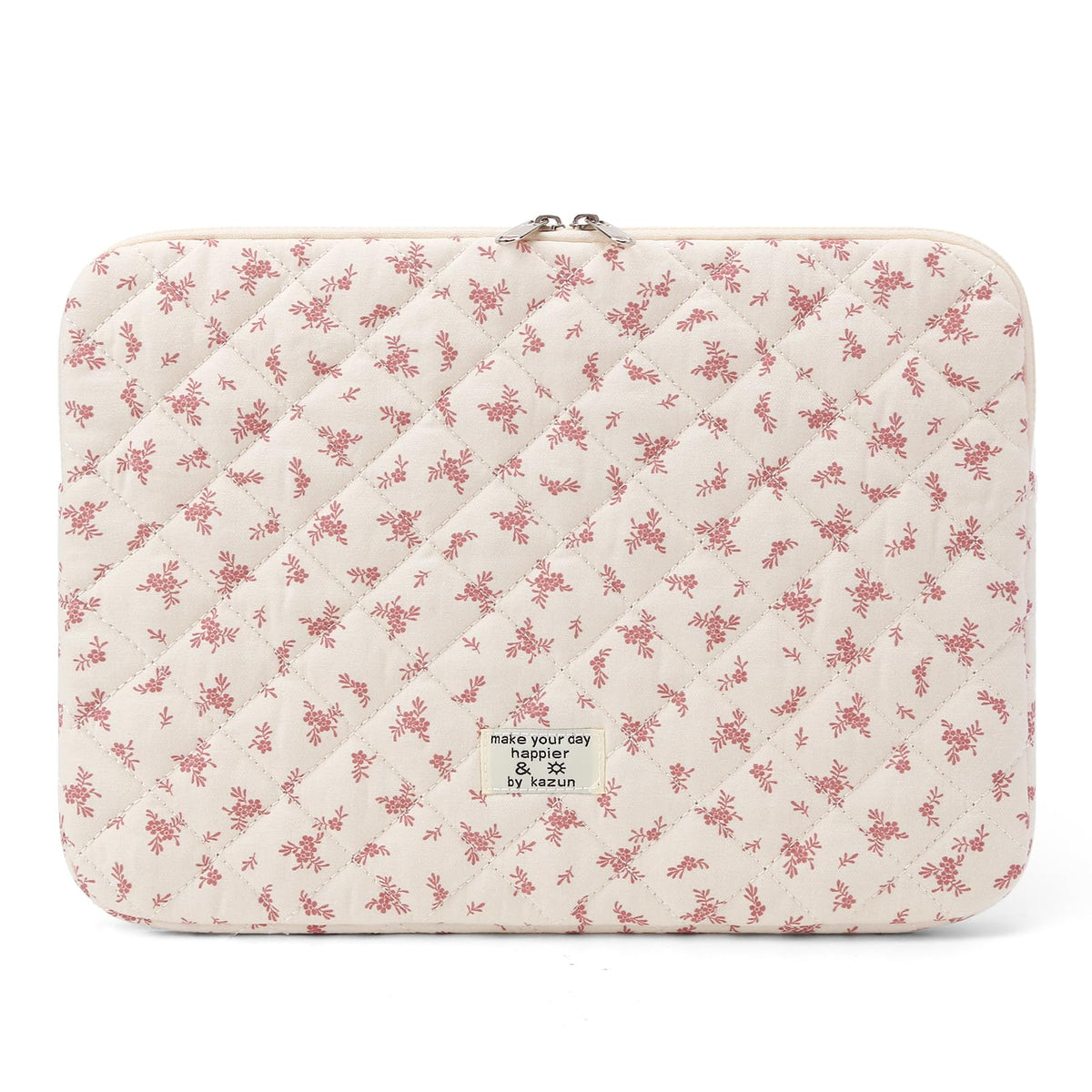 Puffy Laptop Sleeve 13 Inch Cute Quilted Laptop Protective Case Padded Floral Computer Sleeve for MacBook (A-Blue, 13 Inch)