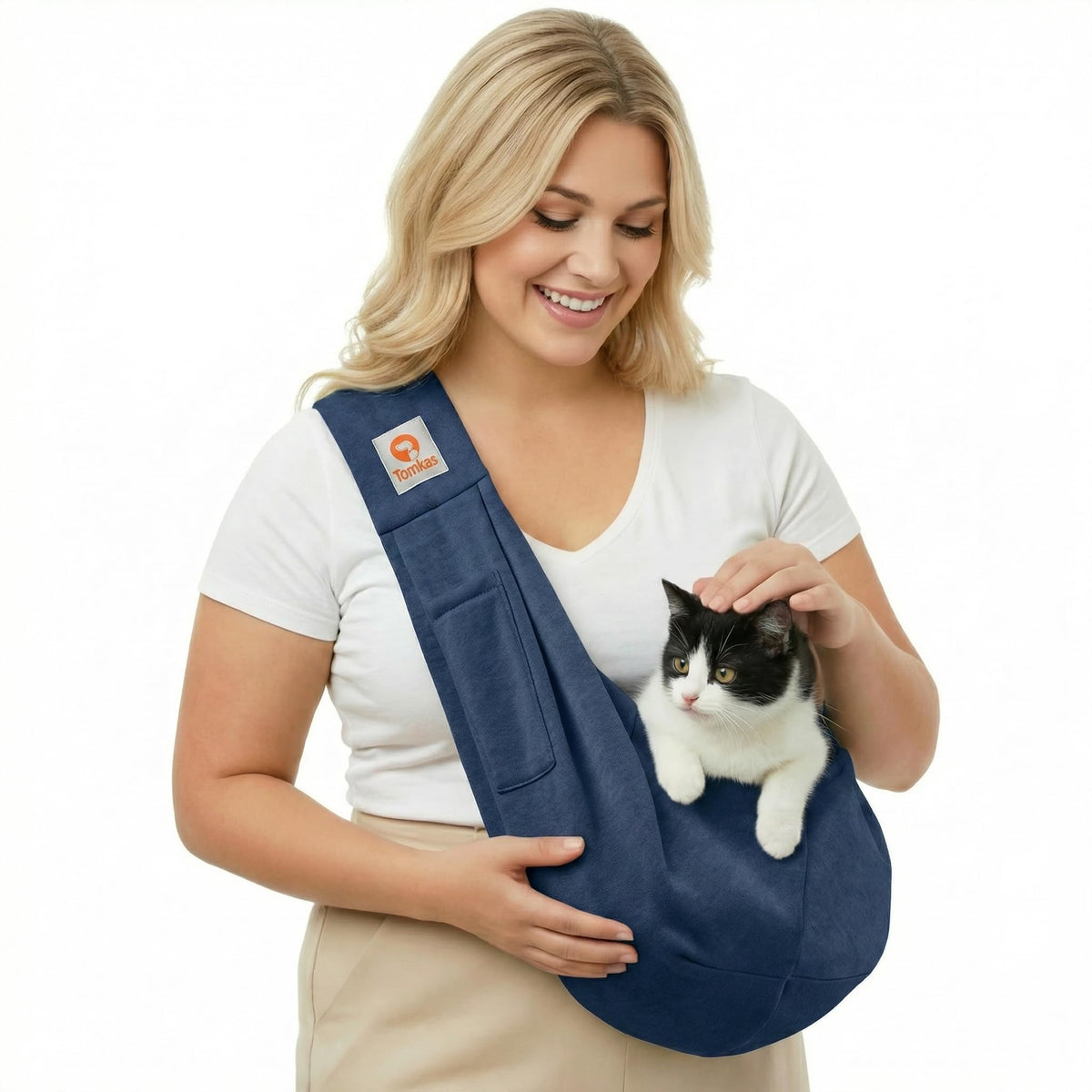 Tomkas Small Dog Sling Carrier - Classic Pocket & Classic Strap - Wrap Carrier - for 3-10 lbs Pets(Black)