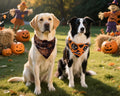 Fall Dog Bandanas 2PCS Halloween Pumpkin Spider Web Large Dogs | 2PCS reversible dog bandanas for fall & Halloween & Thanksgiving.Orange plaid/pumpkin/Spider Web design.Fits medium-large dog