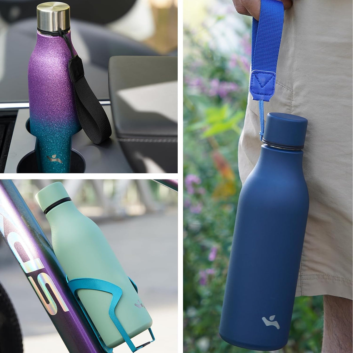 Konokyo Insulated Water Bottle with Strap,18 oz Double Wall Stainless Steel Vacuum Bottles Metal Water Flask,Macaron Green