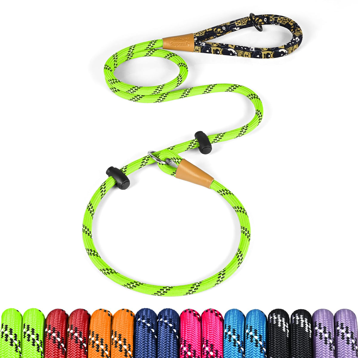 lynxking Slip Lead Dog Leash Reflective, Heavy Duty Comfortable Strong Rope for Large Medium Small Dogs No Pull Pet Training (Black, Large 1/2in x 6ft-Slip Lead)