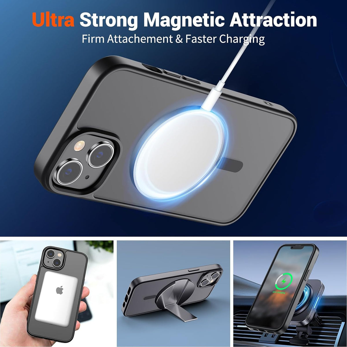 SUPFINE Magnetic for iPhone 13 Case/iPhone 14 Case Black