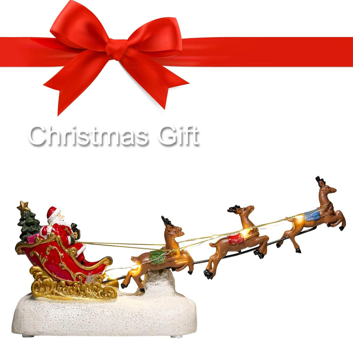 Santa's Sleigh and Reindeer Assortment with Christmas Reindeer Car