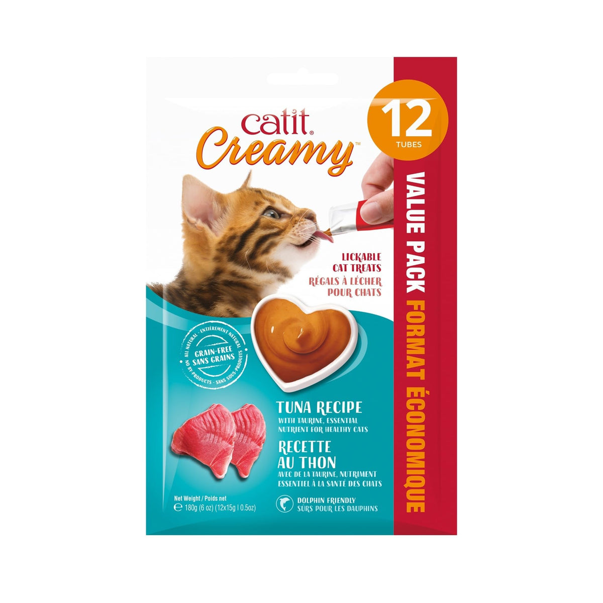 Catit Creamy Lickable Cat Treat – Healthy Variety of Flavors, 50 Pack, Hand-Feed or Serve, Nutrient-Rich Squeeze Tube, 0.5 oz Each