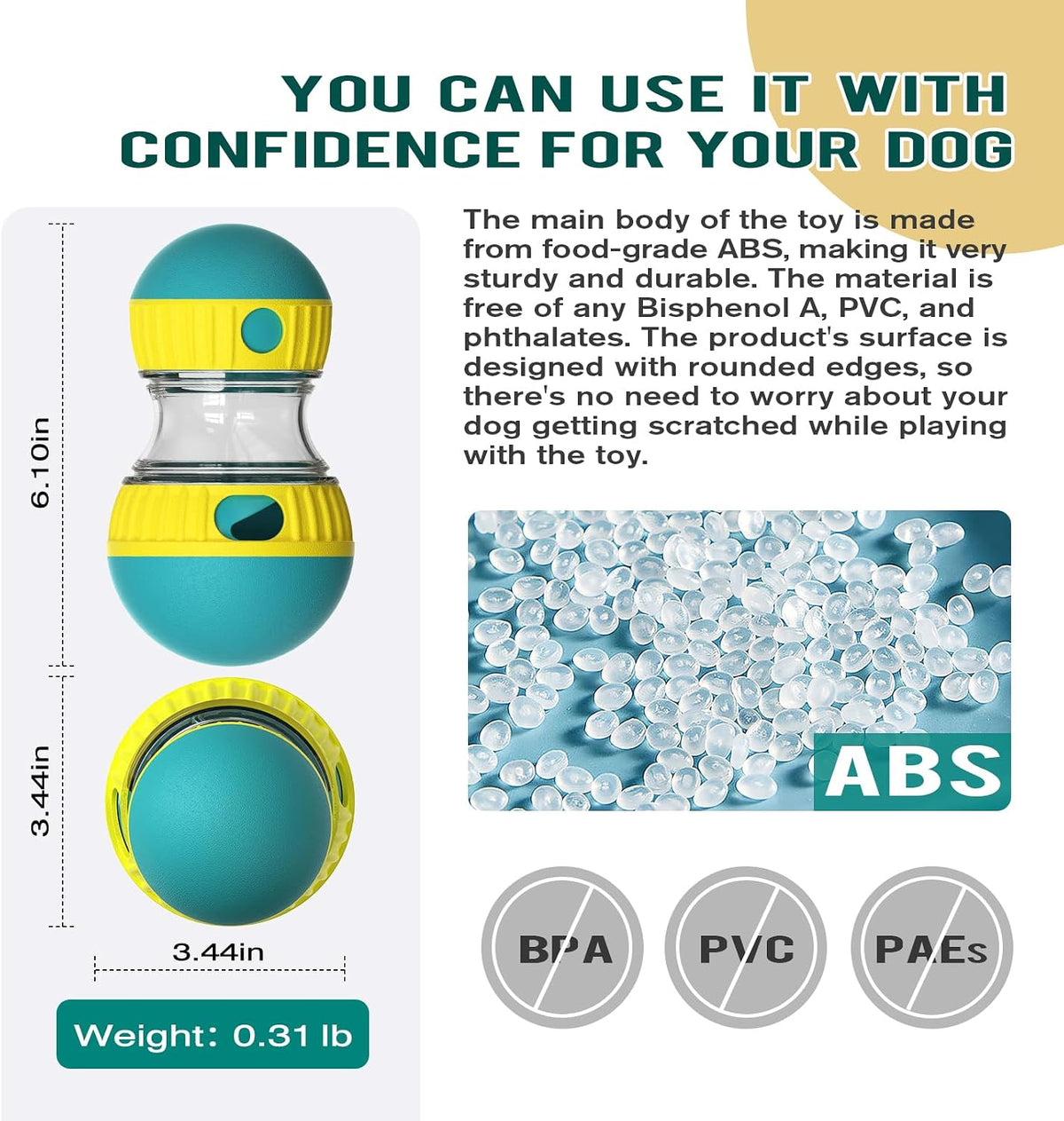BSISUERM Dog Puzzle Toy Adjustable Treat Dispensing Ball Food Dispenser Tough Slow Feeder Puppy Enrichment Training Toy Pet Interactive Chase Toys for Small Medium Large Dogs to Keep Them Busy, Green