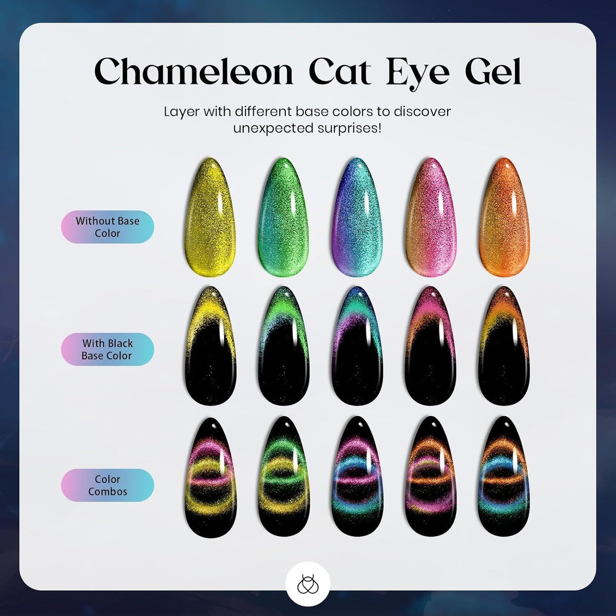Beetles Halloween Cat Eye Gel Nail Polish Set, 6 Colors Glitter Gel