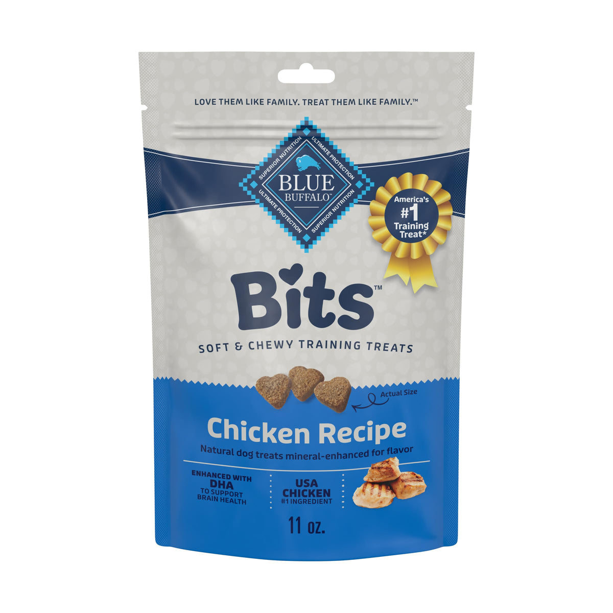 Blue Buffalo Bits Beef Soft & Chewy Dog Treats, Bite-Sized for Training, Made with Real Beef & Enhanced with DHA, Heart-Shaped Dog Treats, Made in the USA with Natural Ingredients, 19 oz.