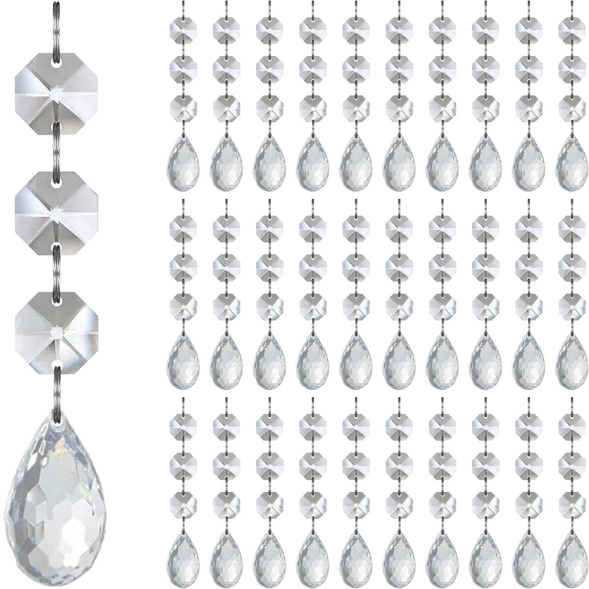 Crystal Snowflake Ornaments Christmas Tree Decorations 30-Pack Hanging Clear Acrylic Snowflake Christmas Tree Ornaments Winter Wonderland Home Decor Indoor, Snow Flake Star Xmas Holiday Party Supplies