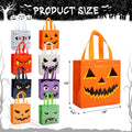 Jaywayang 8Pcs Halloween Trick or Treat Tote Bags with Handles ， Reusable Non-Woven Ghost Face Gift Bags for Adults Kids Gifts Wrapping, Party Supplies.