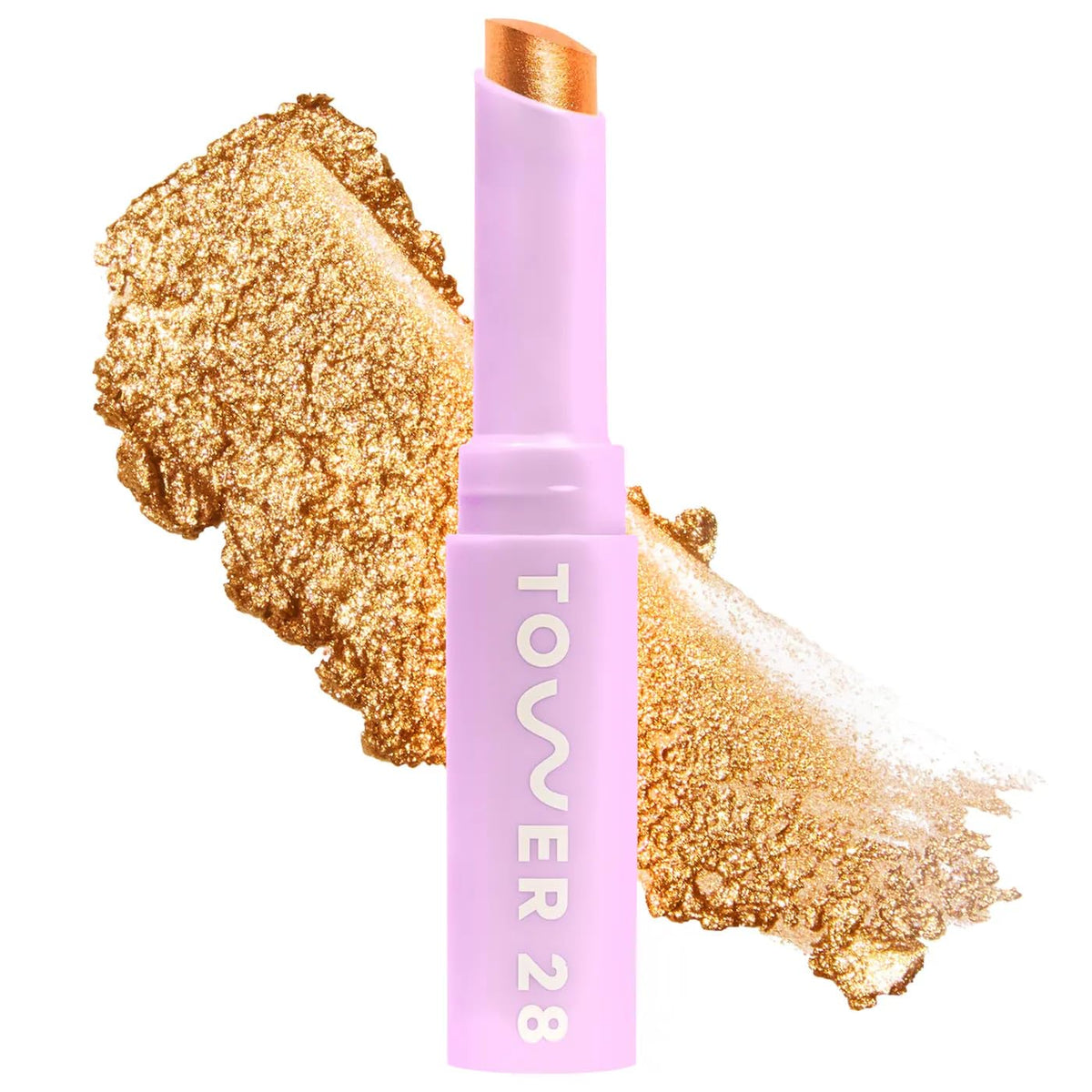 Tower 28 GoGo Cooling Shimmer Eyeshadow Stick - 8-Hour Wear Cream Eyeshadow + Precise Highlighter Stick - Water-Based Eye Makeup for Sensitive Eyes - Microplastic-Free Eye Shadow - Roxy (.09 oz)