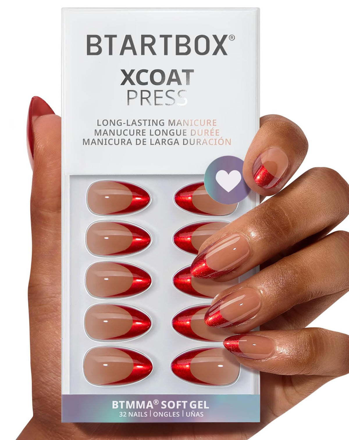 BTArtbox Press On Nails, Cream Puff, Short Almond, Ombre Off White, 32Ct | 2+ Weeks Wear, Salon-Quality Natural Nails, 10-Minute Easy Daily Application, Fast Removal, 16 Sizes, All-in-One Complete Kit