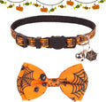 ADOGGYGO Halloween Cat Collar with Bow Bell, Skull Cat Bow Tie Collar
