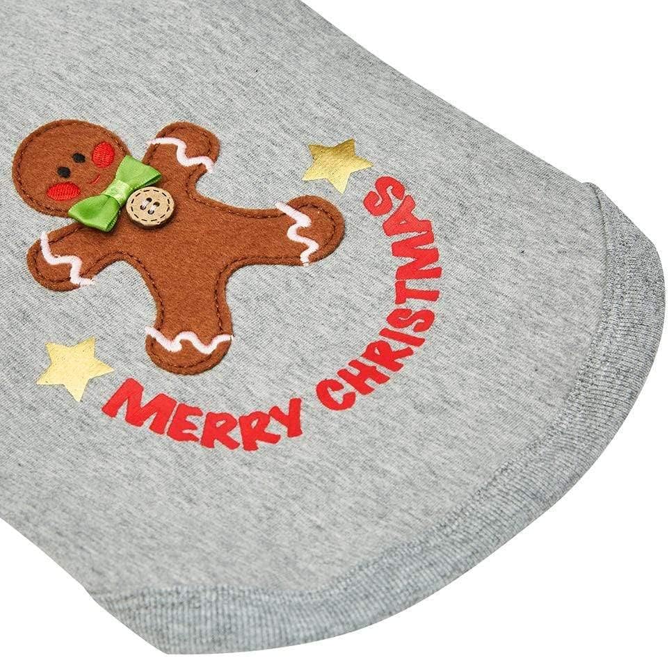 Blueberry Pet Soft & Comfy Merry Christmas Holiday Festive Gingerbread Man Pullover Turtleneck Fall Winter Dog Sweatshirt Coat, Back Length 10", Warm Clothes for Small Dogs