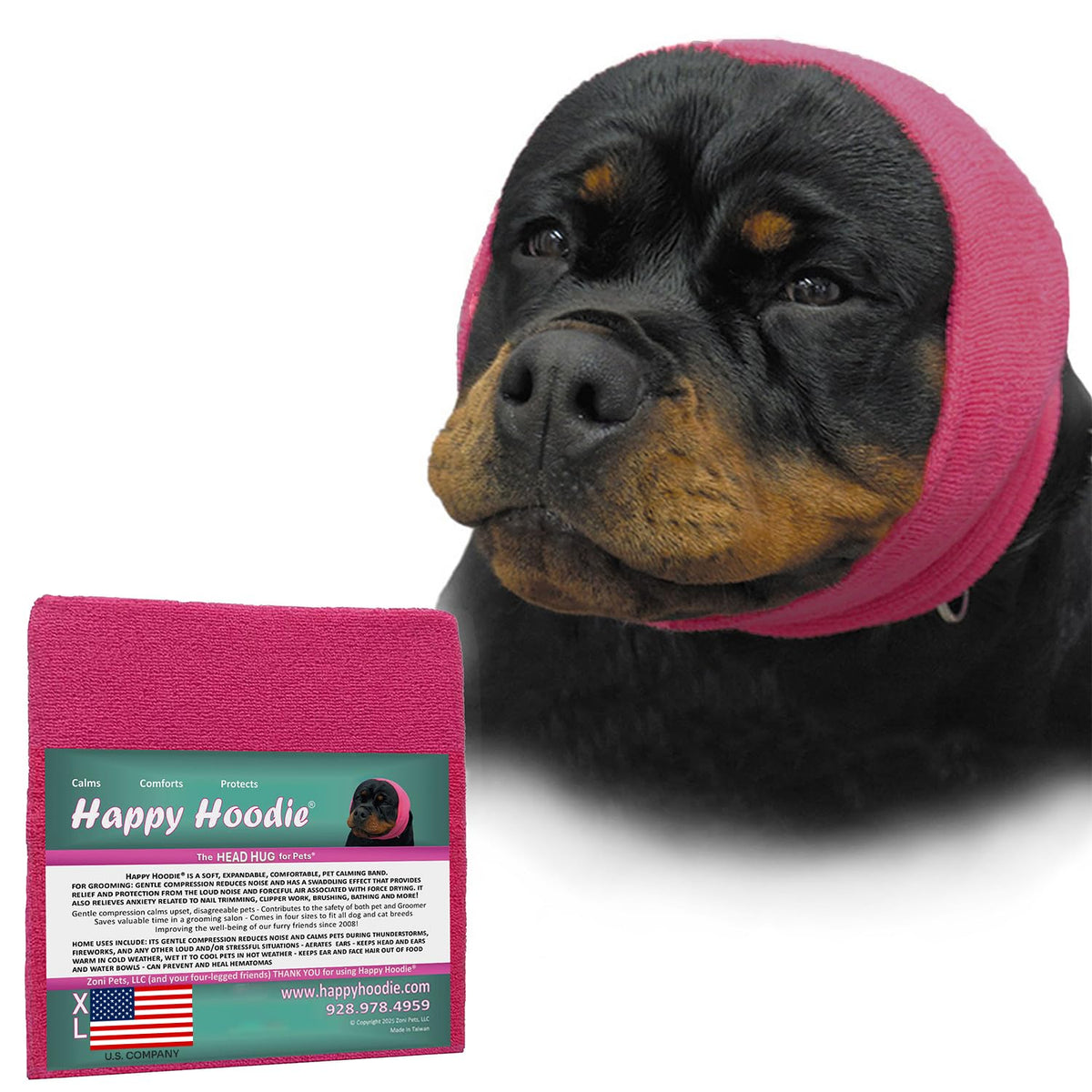 Happy Hoodie The Original Dog & Cat Calming Band - American Brand - Anxiety Relief/Noise Protection-Grooming-Thunder-Fireworks (XS, Purple) - Since 2008