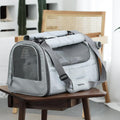 FUKUMARU Cat Carrier, Soft-Sided Small Dog Carrier, Large Cat Travel Bag with 4 Mesh Windows, Under 15 lb Airline Approved Pet Carrier with 4 Storage Pockets, Rollable Cover for Nervous Cats, Grey